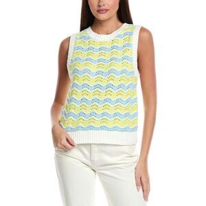 &Isla Womens  Chloe Wave Stripe Vest, Yellow